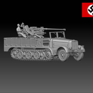 HINODE 1/144 レジンキット 未塗装 WW2 ドイツ軍 Sd.Kfz.7/2 8tハーフトラック 3.7cm対空砲搭載