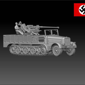 HINODE 1/144 レジンキット　未塗装　WW2 ドイツ軍 Sd.Kfz.7/ 2 8tハーフトラック　3.7cm 対空砲搭載 