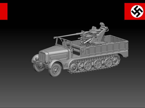 HINODE 1/144 レジンキット　未塗装　WW2 ドイツ軍 Sd.Kfz.7/ 2 8tハーフトラック　3.7cm 対空砲搭載  - 画像 (5)