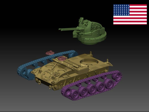 HINODE 1/144 レジンキット 未塗装 WW2 アメリカ軍 M19 対空自走砲 - 画像 (5)