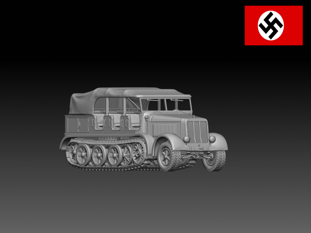 HINODE 1/144レジンキット 未塗装 WW2 ドイツ軍 Sd.Kfz.8 DB9 12t牽引車
