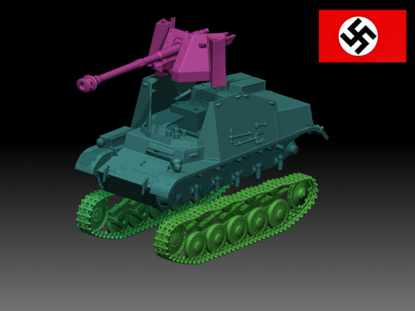 HINODE 1/144レジンキット　未塗装 WW2 ドイツ軍　マルダー II (Sd.kfz.131)対戦車自走砲 - 画像 (5)