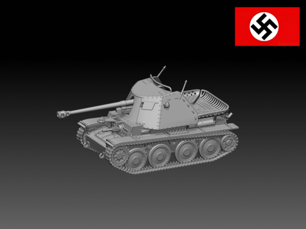 HINODE 1/144 レジンキット　未塗装 WW2 ドイツ軍　マルダーIII H型（Sd.Kfz.139）対戦車自走砲 - 画像 (3)
