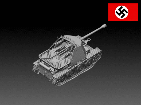 HINODE 1/144 レジンキット　未塗装 WW2 ドイツ軍　マルダーIII H型（Sd.Kfz.139）対戦車自走砲 - 画像 (4)