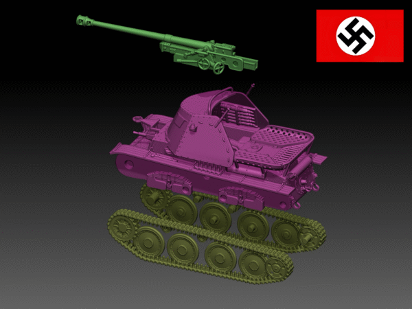 HINODE 1/144 レジンキット　未塗装 WW2 ドイツ軍　マルダーIII H型（Sd.Kfz.139）対戦車自走砲 - 画像 (5)