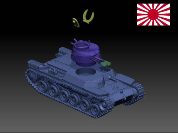 HINODE　1/144レジンキット　未塗装 WW2　日本陸軍 九七式中戦車 B - 画像 (6)
