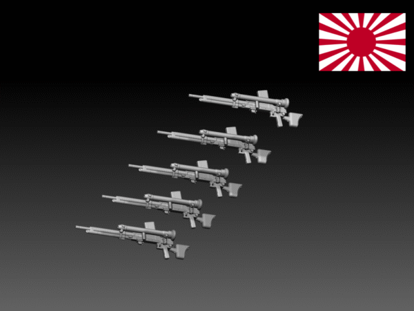 HINODE 1/144 レジンキット 未塗装 WW2 日本陸軍 九七式車載重機関銃（5本セット） - 画像 (2)