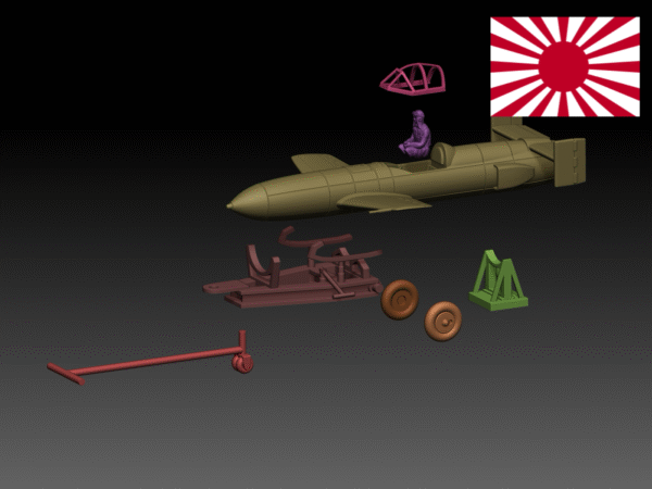 HINODE 1/144レジンキット　未塗装 WW2 日本海軍　桜花 (航空機)22型 デカール&兵士フィギュア付き　ウイングキットコレクション - 画像 (4)