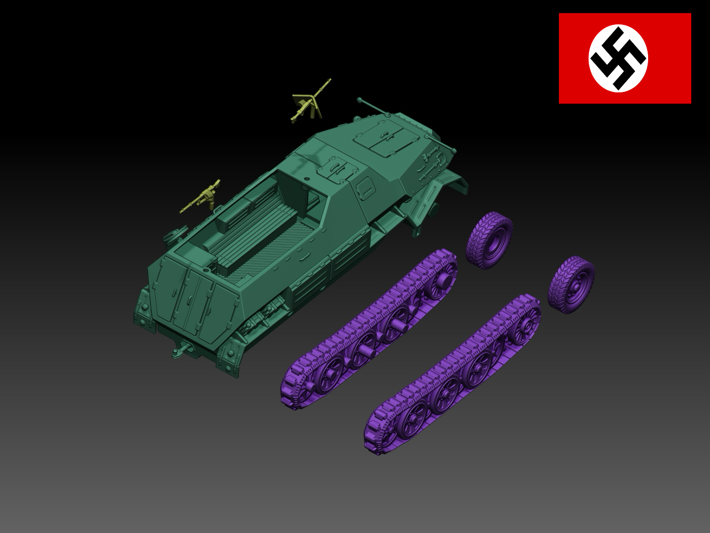HINODE 1/144レジンキット 未塗装 WW2 ドイツ軍 Sd.Kfz.8 DB10 装甲兵員輸送車 - 画像 (4)
