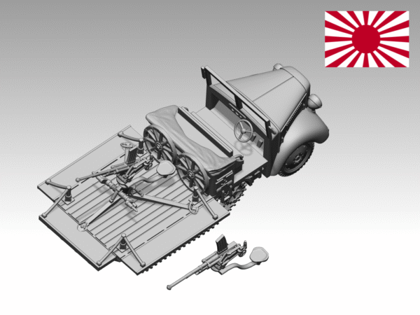 HINODE 1/144 レジンキット WW2 日本軍 九八式5トン牽引車 コヒ 対空高射機関砲搭載 - 画像 (3)