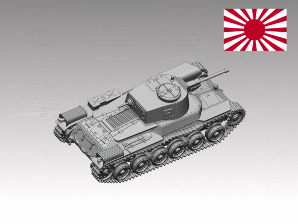 HINODE 1/144レジンキット 未塗装 WW2 日本陸軍 九七式 中戦車（新砲塔チハ）vol.2 戦車兵2体付 - 画像 (2)