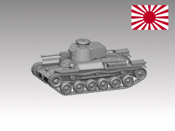 HINODE 1/144レジンキット 未塗装 WW2 日本陸軍 九七式 中戦車（新砲塔チハ）vol.2 戦車兵2体付 - 画像 (3)