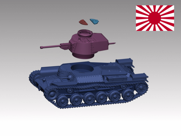 HINODE 1/144レジンキット 未塗装 WW2 日本陸軍 九七式 中戦車（新砲塔チハ）vol.2 戦車兵2体付 - 画像 (4)