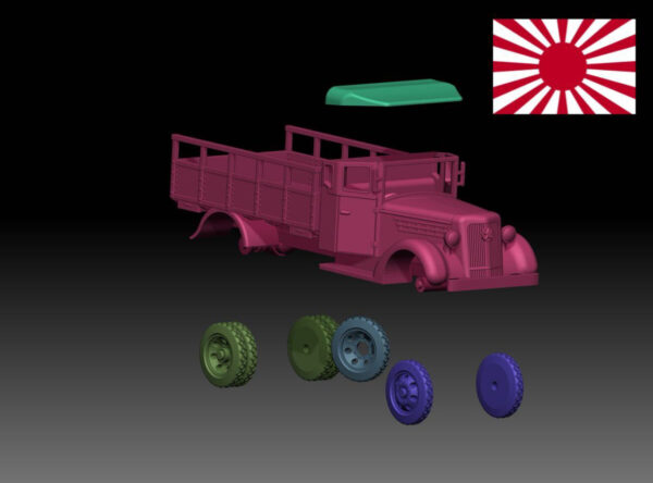 HINODE 1/144 レジンキット　未塗装 WW2日本陸軍 九七式自動貨車　トラック　軍用車両　B - 画像 (4)