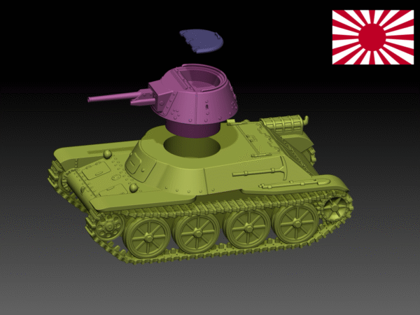 HINODE 1/144レジンキット　未塗装 WW2　日本陸軍 九八式軽戦車 ケニＢ型 - 画像 (4)