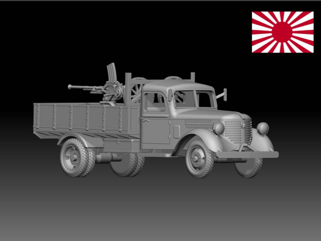 HINODE 1/144レジンキット 未塗装 WW2 日本陸軍 日産180型トラック20ｍｍ機銃搭載