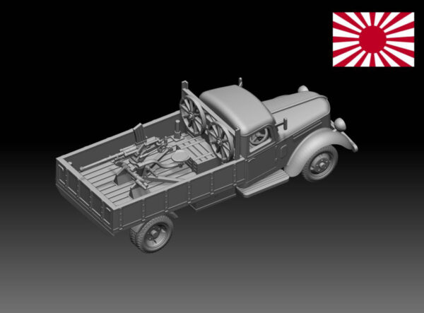 HINODE 1/144レジンキット 未塗装 WW2 日本陸軍 日産180型トラック20ｍｍ機銃搭載 - 画像 (2)