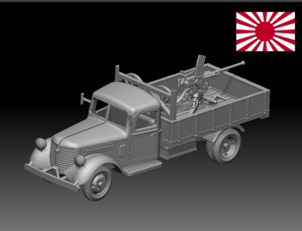 HINODE 1/144レジンキット 未塗装 WW2 日本陸軍 日産180型トラック20ｍｍ機銃搭載 - 画像 (3)