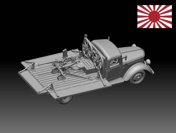 HINODE 1/144レジンキット 未塗装 WW2 日本陸軍 日産180型トラック20ｍｍ機関銃搭載 - 画像 (2)