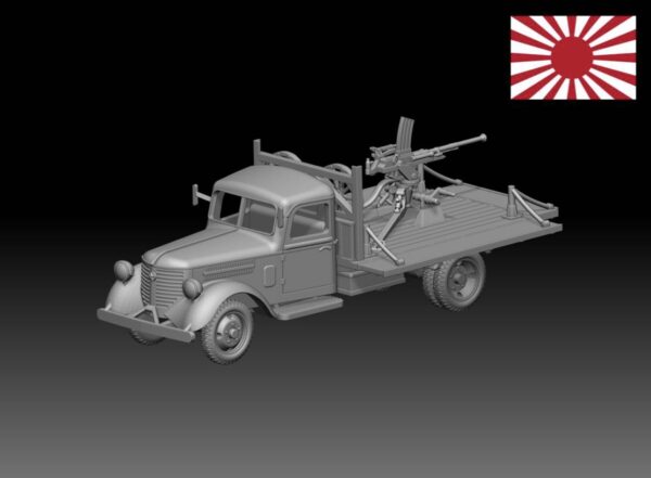 HINODE 1/144レジンキット 未塗装 WW2 日本陸軍 日産180型トラック20ｍｍ機関銃搭載 - 画像 (3)