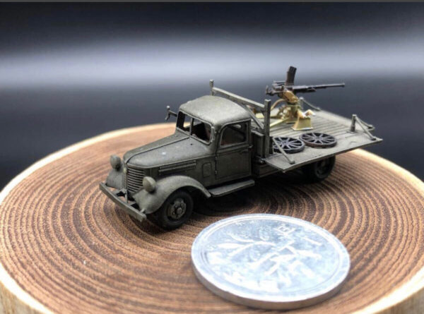 HINODE 1/144レジンキット 未塗装 WW2 日本陸軍 日産180型トラック20ｍｍ機関銃搭載 - 画像 (5)