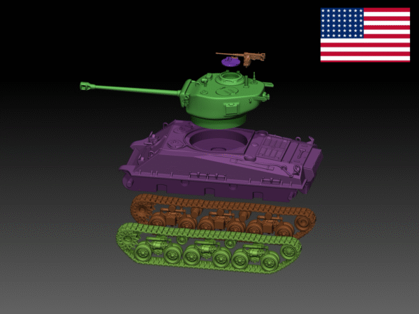HINODE 1/144レジンキット 未塗装 WW2 アメリカ軍　M4A3E8中戦車 - 画像 (4)