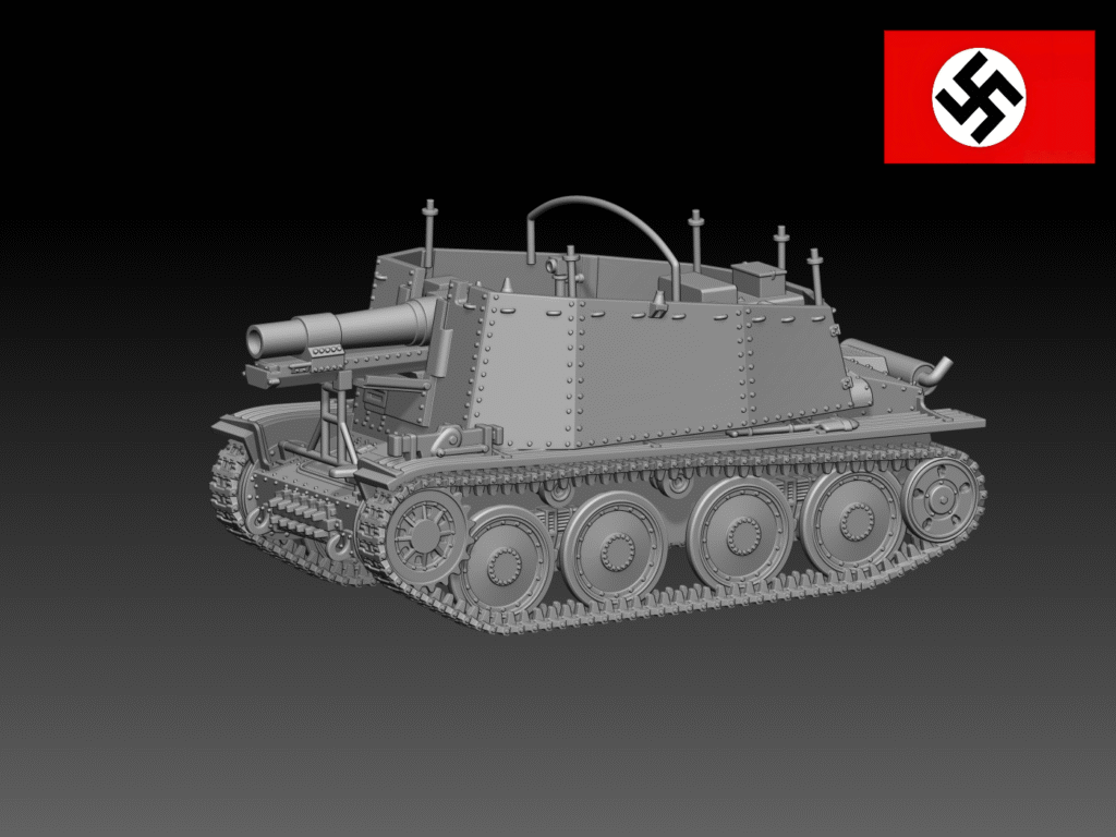 HINODE 1/144レジンキット　未塗装　WW2 ドイツ軍 戦車 グリレH型 自走砲