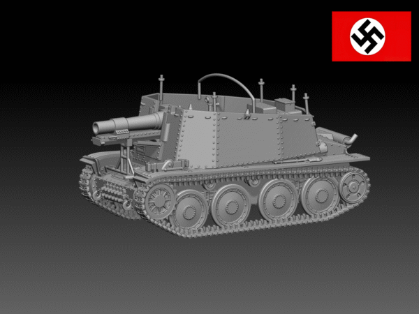 HINODE 1/144レジンキット　未塗装　WW2 ドイツ軍 戦車 グリレH型 自走砲