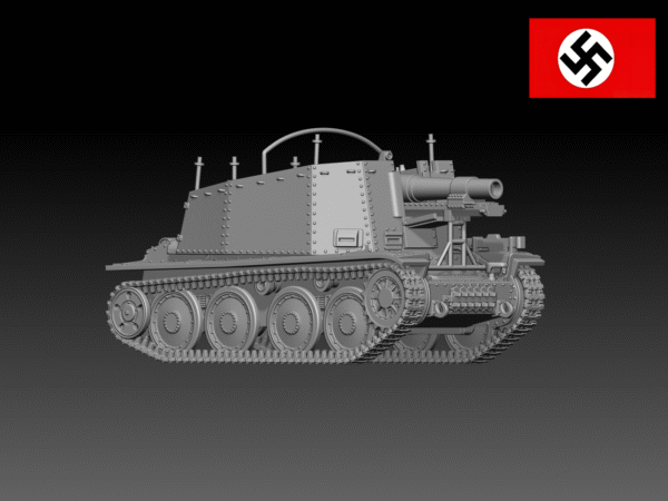 HINODE 1/144レジンキット　未塗装　WW2 ドイツ軍 戦車 グリレH型 自走砲 - 画像 (2)