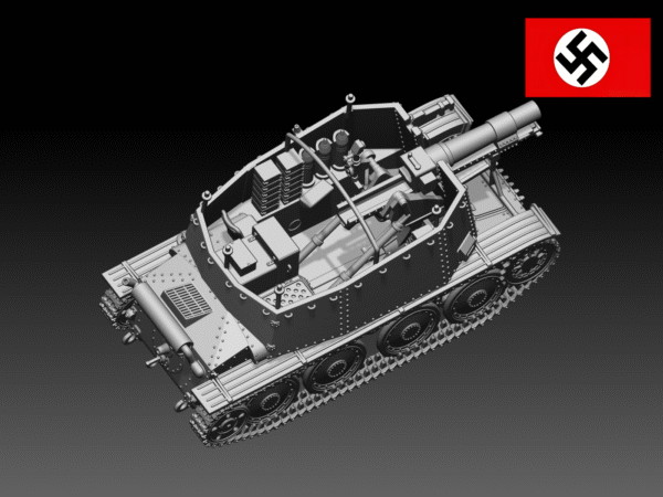 HINODE 1/144レジンキット　未塗装　WW2 ドイツ軍 戦車 グリレH型 自走砲 - 画像 (3)