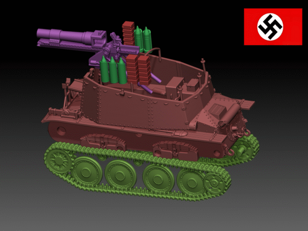 HINODE 1/144レジンキット　未塗装　WW2 ドイツ軍 戦車 グリレH型 自走砲 - 画像 (4)
