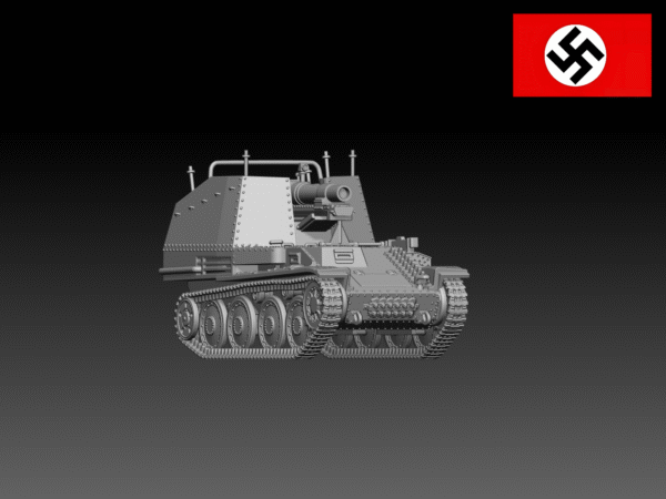 HINODE 1/144レジンキット 未塗装 WW2 ドイツ軍 戦車 グリレK型 自走砲 - 画像 (2)