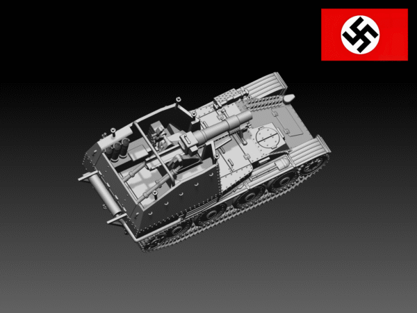 HINODE 1/144レジンキット 未塗装 WW2 ドイツ軍 戦車 グリレK型 自走砲 - 画像 (3)