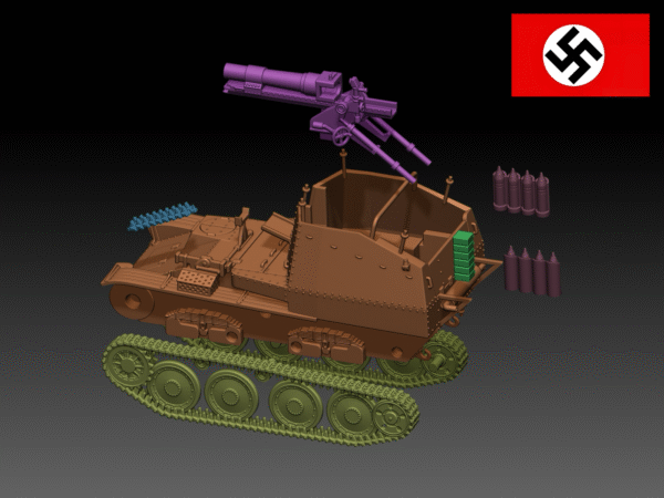 HINODE 1/144レジンキット 未塗装 WW2 ドイツ軍 戦車 グリレK型 自走砲 - 画像 (4)