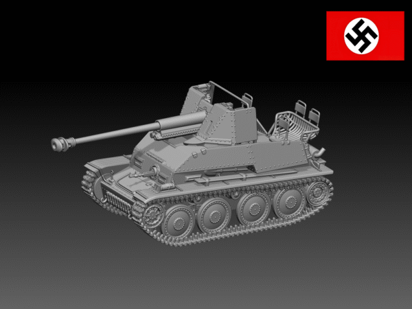 HINODE 1/144レジンキット 未組立・未塗装 WW2 ドイツ軍 Sd.Kfz.139 マルダーIII 7.62cm 対戦車自走砲