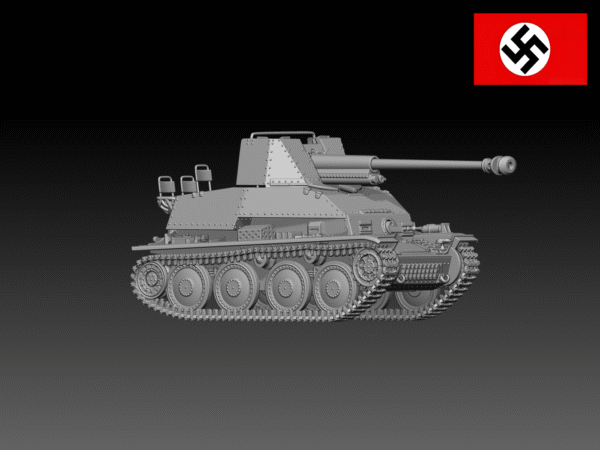 HINODE 1/144レジンキット 未組立・未塗装 WW2 ドイツ軍 Sd.Kfz.139 マルダーIII 7.62cm 対戦車自走砲 - 画像 (2)