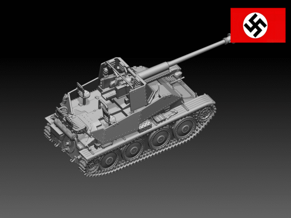 HINODE 1/144レジンキット 未組立・未塗装 WW2 ドイツ軍 Sd.Kfz.139 マルダーIII 7.62cm 対戦車自走砲 - 画像 (3)
