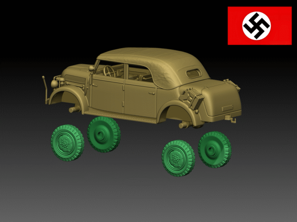 HINODE 1/144レジンキット 未塗装 WW2 ドイツ軍 シュタイアー1500 指揮車 B - 画像 (4)
