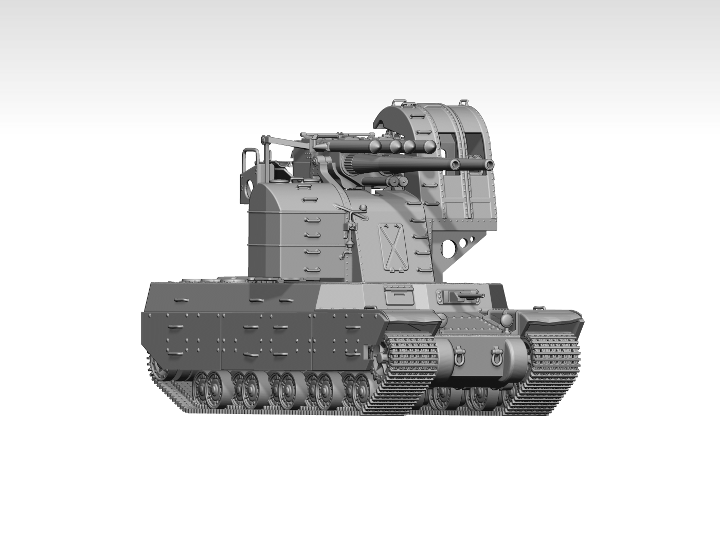 HINODE 1/144 高精細レジンキット 未塗装 WW2 日本海軍 四式重戦車 / 89式12.7cm高角砲搭載 重対空砲戦車 - 画像 (3)