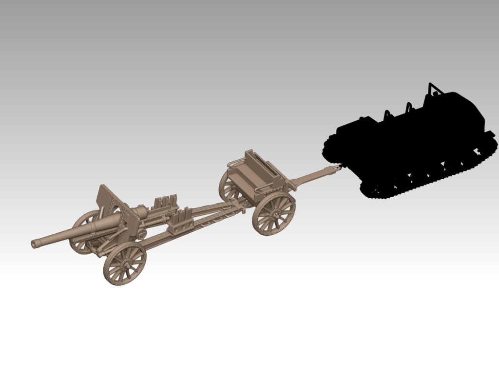 HINODE 1/144 高精細レジンキット 未塗装 WW2 日本陸軍 九六式十五糎榴弾砲 移動姿勢&前車