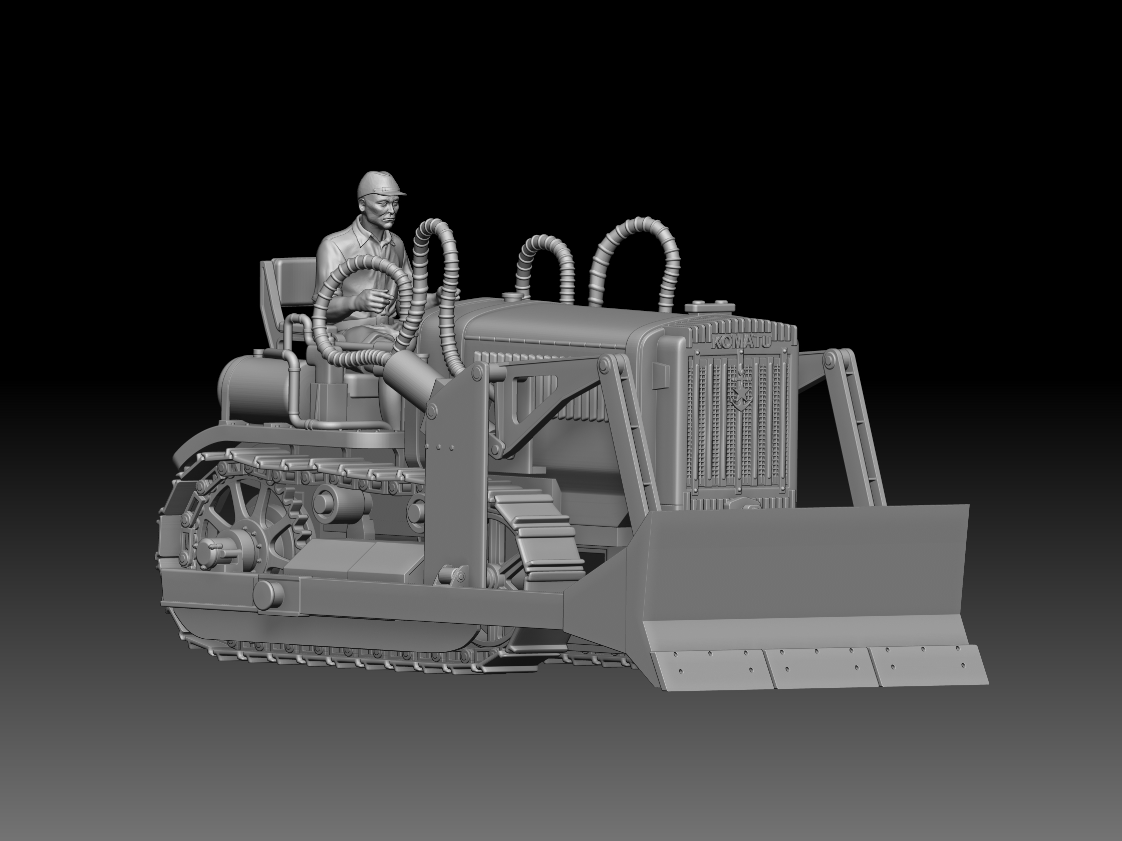 HINODE 1/144 レジンキット 未塗装 WW2 日本海軍 コマツブルドーザー G40 小松一型均土機 兵士フィギュア付 - 画像 (3)
