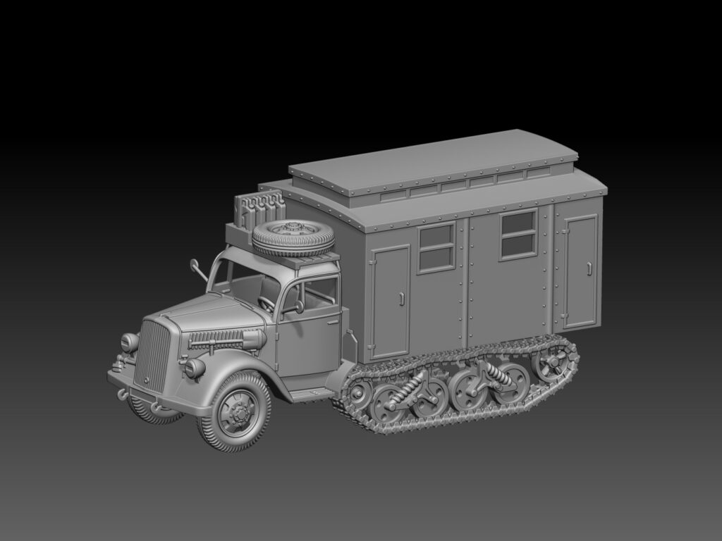 HINODE 1/144 レジンキット 未塗装 WW2 ドイツ軍 Sd.Kfz.3 オペル・マウルティア 野戦救急車