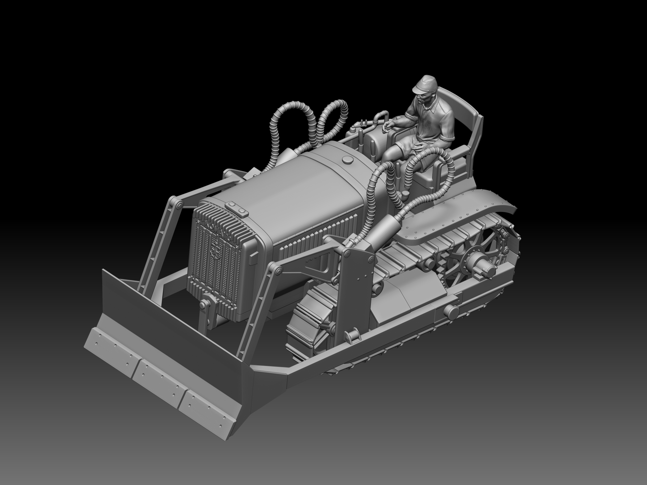 HINODE 1/144 レジンキット 未塗装 WW2 日本海軍 コマツブルドーザー G40 小松一型均土機 兵士フィギュア付