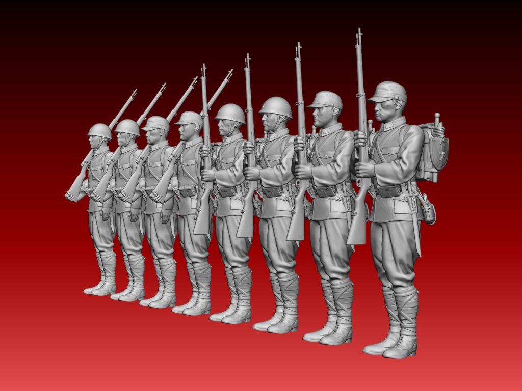 HINODE 1/144 レジンキット 未塗装WW2 日本陸軍兵 捧銃・担銃 兵士フィギュア 8体セッ