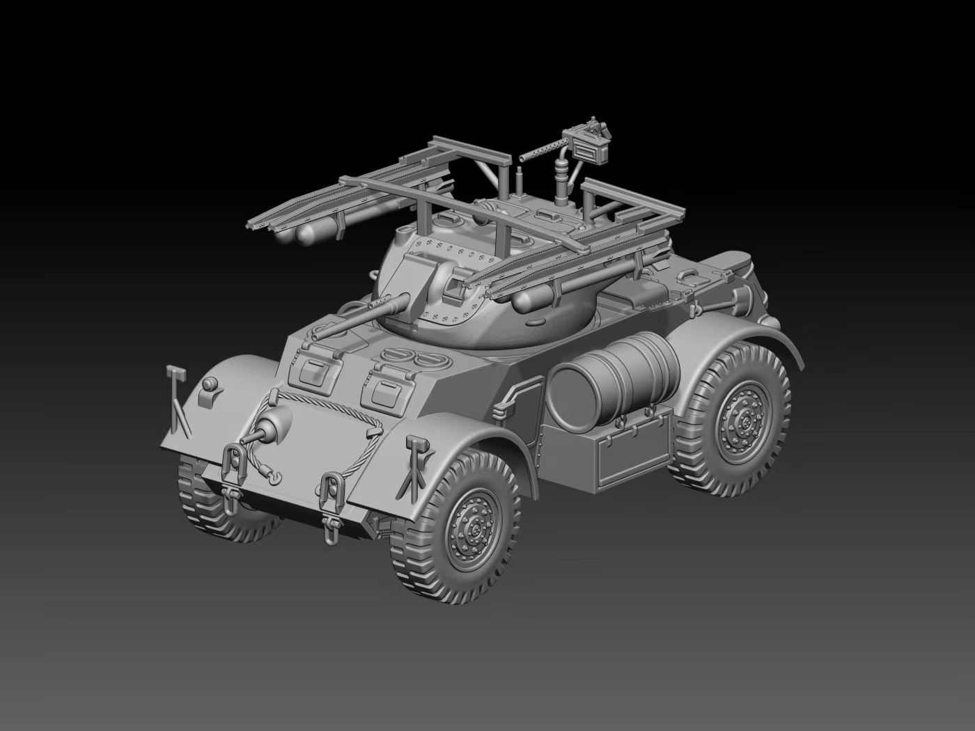HINODE 1/144 WW2 イギリス軍 スタッグハウンド チューリップ RL 搭載 装甲車