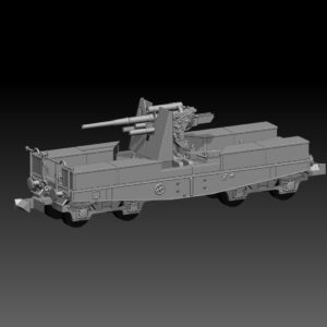 HINODE Nゲージ化 レジンキット 未塗装 WW2 ドイツ軍 88mm Flak37 搭載 SSys 重平板貨車 鉄道搭載型対空砲