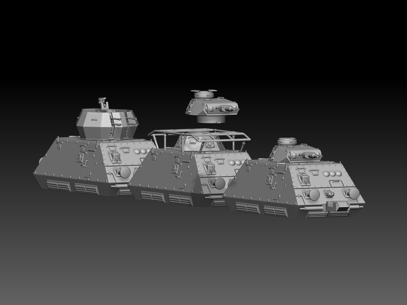 HINODE Nゲージ化 レジンキット 未塗装 ドライジーネ 重装甲偵察列車 3両セット III号戦車砲塔&ヴィルベルヴィント&指揮車 - 画像 (2)