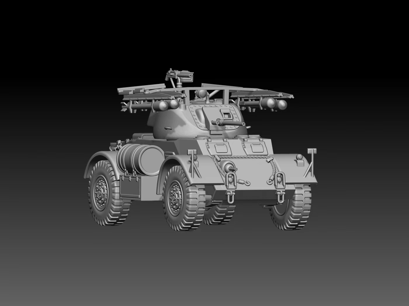 HINODE 1/144 WW2 イギリス軍 スタッグハウンド チューリップ RL 搭載 装甲車 - 画像 (2)