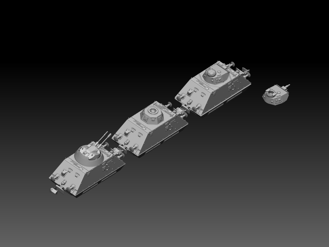 HINODE Nゲージ化 レジンキット 未塗装 ドライジーネ 重装甲偵察列車 3両セット III号戦車砲塔&クーゲルブリッツ&指揮車