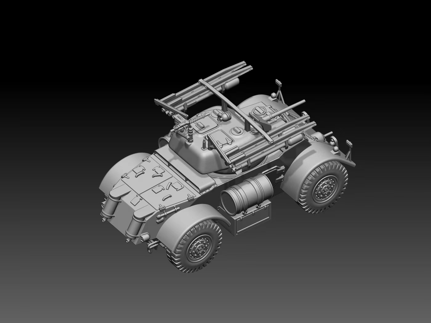 HINODE 1/144 WW2 イギリス軍 スタッグハウンド チューリップ RL 搭載 装甲車 - 画像 (3)